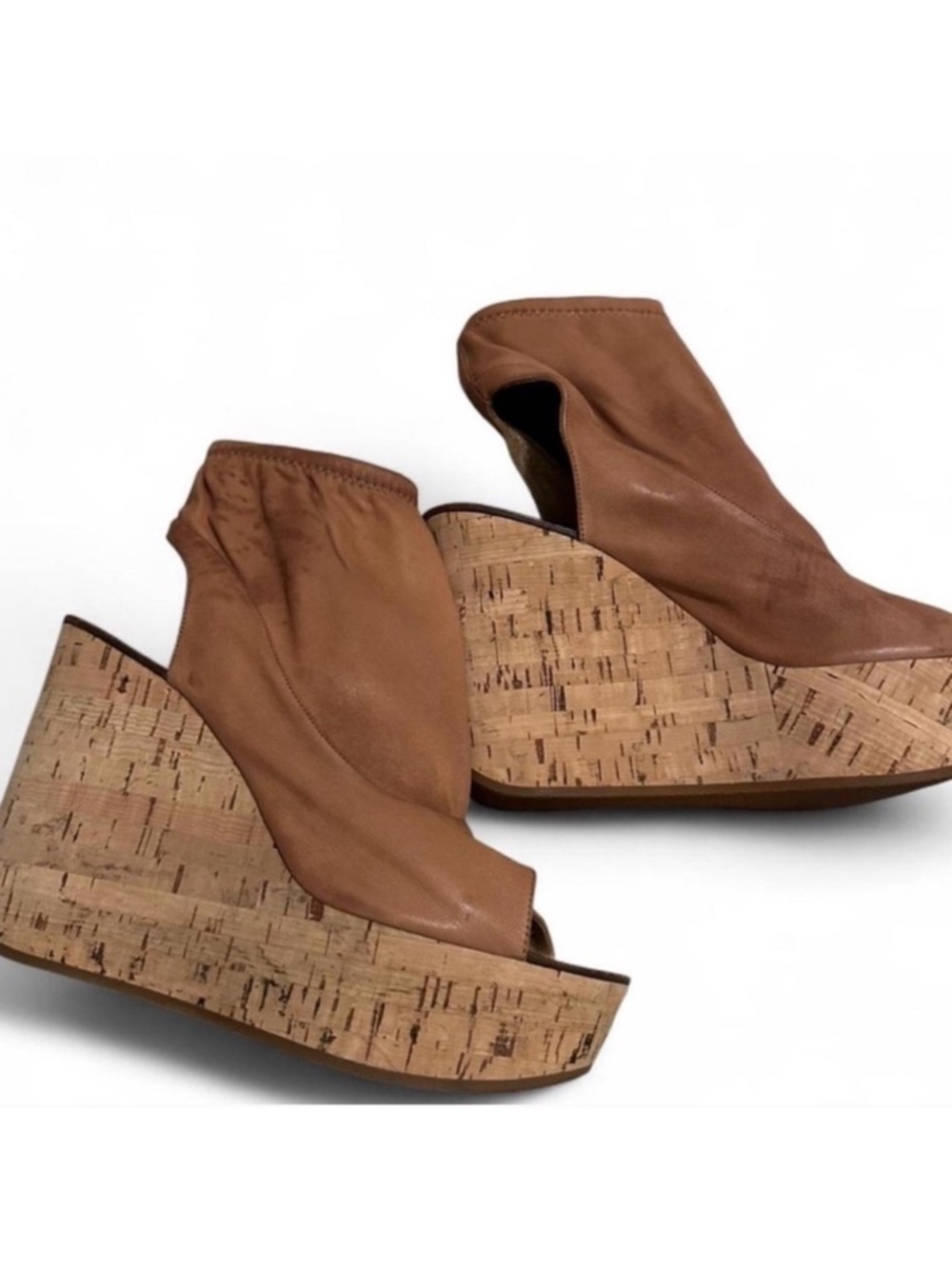 Chloe Tan Open-Toe Leather Ankle Booties